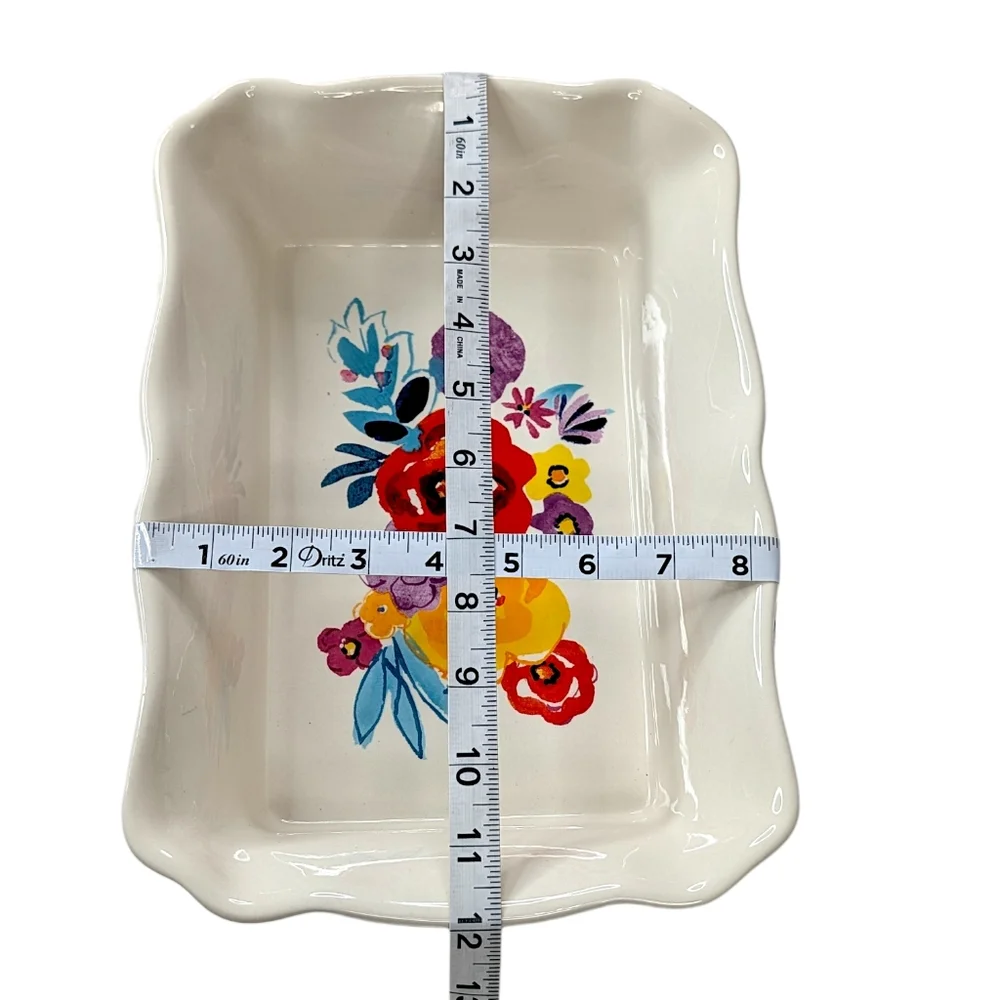 Pioneer Woman Flea Market Floral Casserole Dish 8x12 Ceramic Rectangular Baker